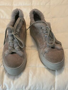 KENNEL and SCHMENDER -Germany-Cozy Faux-Fur Lined Lace-Up Sneakers in Grey